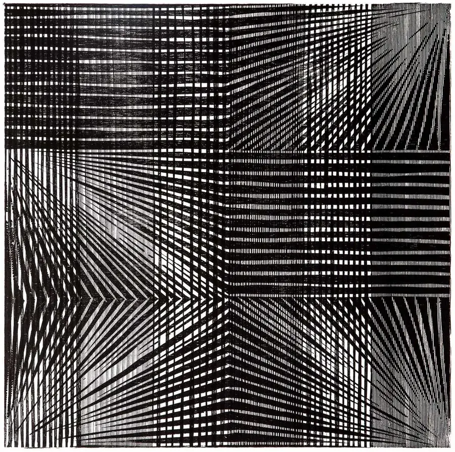 Untitled, Black and white thread weave