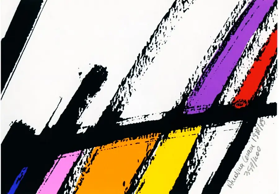 Untitled, Diagonal composition in violet, yellow and orange